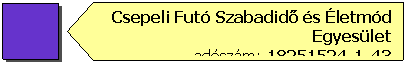 �tsz�g: Csepeli Fut� Szabadid� �s �letm�d Egyes�let
ad�sz�m: 18251524-1-43
sz�khely: 1212 R�k�czi t�r 34.
